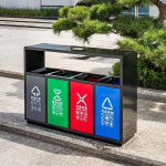 Thùng rác sơn đen 4 ngăn có gạt tàn HTS4N-GT