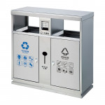 Thùng rác inox 2 ngăn có gạt tàn HTI2NH