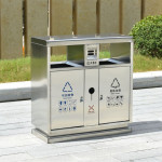 Thùng rác inox 2 ngăn có gạt tàn HTI2NH