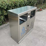 Thùng rác inox 2 ngăn có gạt tàn HTI2NH