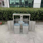 Thùng rác inox 2 ngăn có gạt tàn HTI2NH