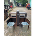 Thùng rác sơn màu 2 ngăn có gạt tàn HTI2N64