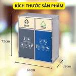 Thùng rác inox 2 ngăn cửa đẩy HTI2ND