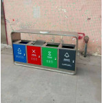 Thùng rác inox 4 ngăn có gạt tàn HTI4NH-GT