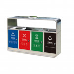 Thùng rác inox 4 ngăn có gạt tàn HTI4NH-GT