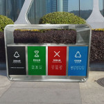 Thùng rác inox 4 ngăn có gạt tàn HTI4NH-GT