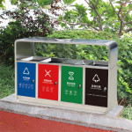 Thùng rác inox 4 ngăn có gạt tàn HTI4NH-GT