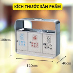 Thùng rác inox 3 ngăn có gạt tàn HTI3NH-GT