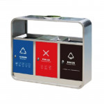 Thùng rác inox 3 ngăn có gạt tàn HTI3NM-GT