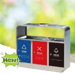 Thùng rác inox 3 ngăn có gạt tàn HTI3NM-GT