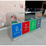 Thùng rác inox 4 ngăn có gạt tàn HTI4NH1-GT