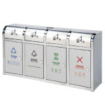 Thùng rác inox 4 ngăn cửa đẩy HTI4N-B