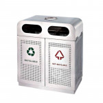 Thùng rác inox 2 ngăn có gạt tàn HTI2N72-GT