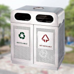 Thùng rác inox 2 ngăn có gạt tàn HTI2N72-GT