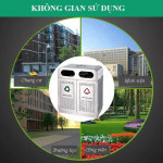 Thùng rác inox 2 ngăn có gạt tàn HTI2N72-GT