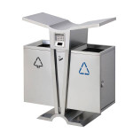 Thùng rác inox 2 ngăn có gạt tàn HTI2N58-GT