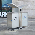 Thùng rác inox 2 ngăn có gạt tàn HTI2N58-GT