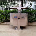 Thùng rác inox 2 ngăn có gạt tàn HTI2N167-GT