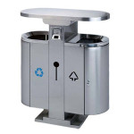 Thùng rác inox 2 ngăn có gạt tàn HTI2N167-GT