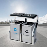 Thùng rác inox 2 ngăn có gạt tàn HTI2N115-GT