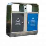 Thùng rác inox 2 ngăn có gạt tàn HTI2N-GT02