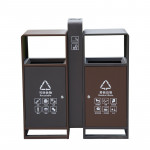 Thùng rác sơn màu 2 ngăn có gạt tàn HTI2N63-GT