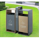 Thùng rác sơn màu 2 ngăn có gạt tàn HTI2N63-GT