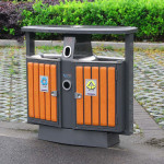 Thùng rác gỗ nhựa 2 ngăn HTS2NN-F