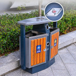 Thùng rác gỗ nhựa 2 ngăn HTS2NN-F