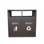 Thùng rác sơn tĩnh điện màu đen 2 ngăn HTR-2ND