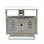 Thùng rác inox 2 ngăn ngoài trời HTI2NT03