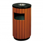 Thùng rác giả gỗ ngoài trời tròn có gạt tàn HTSOD-01T