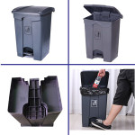 Thùng rác nhựa đạp chân 68L màu ghi HTN68-G2