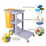 Xe dọn vệ sinh có nắp màu ghi HT08170A-G2