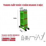 Thang nhôm gấp khúc đa năng chân ngang Benboo 4 đoạn 3 bậc