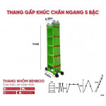 Thang nhôm gấp khúc đa năng chân ngang Benboo 4 đoạn 5 bậc