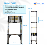 Thang nhôm rút đơn Nikita ALU40 khoảng cách bậc 40cm chống trượt TY-270