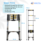 Thang nhôm rút đơn Nikita ALU40 khoảng cách bậc 40cm chống trượt TY-310