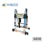 Thang nhôm rút đa năng có bánh xe và khóa trợ lực Nikita NKT-AID38